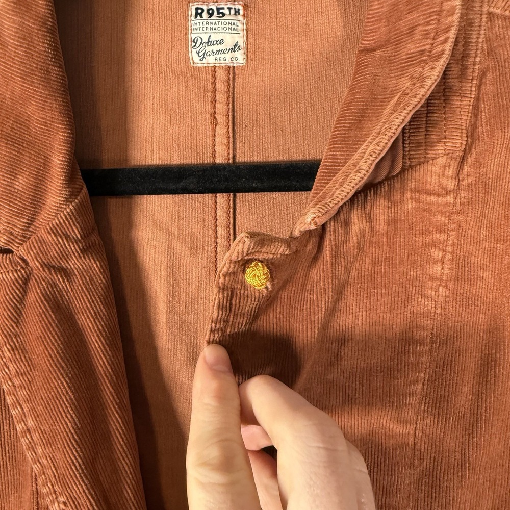 R95th blazer jacket womens 3XL brown corudory button front deluxe handmade - Picture 7 of 13